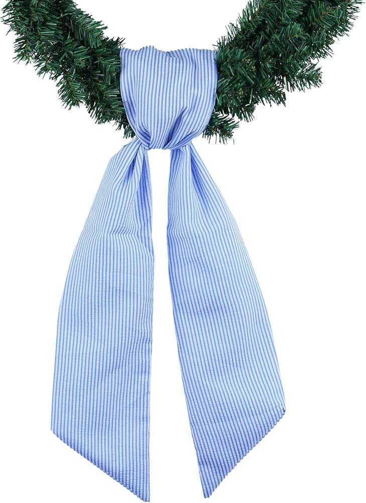 Blue Striped Wreath Sash for Front Door Wreath, 5.12" Wide x 54.33" Baby Shower Summer Holiday Do... | Amazon (US)