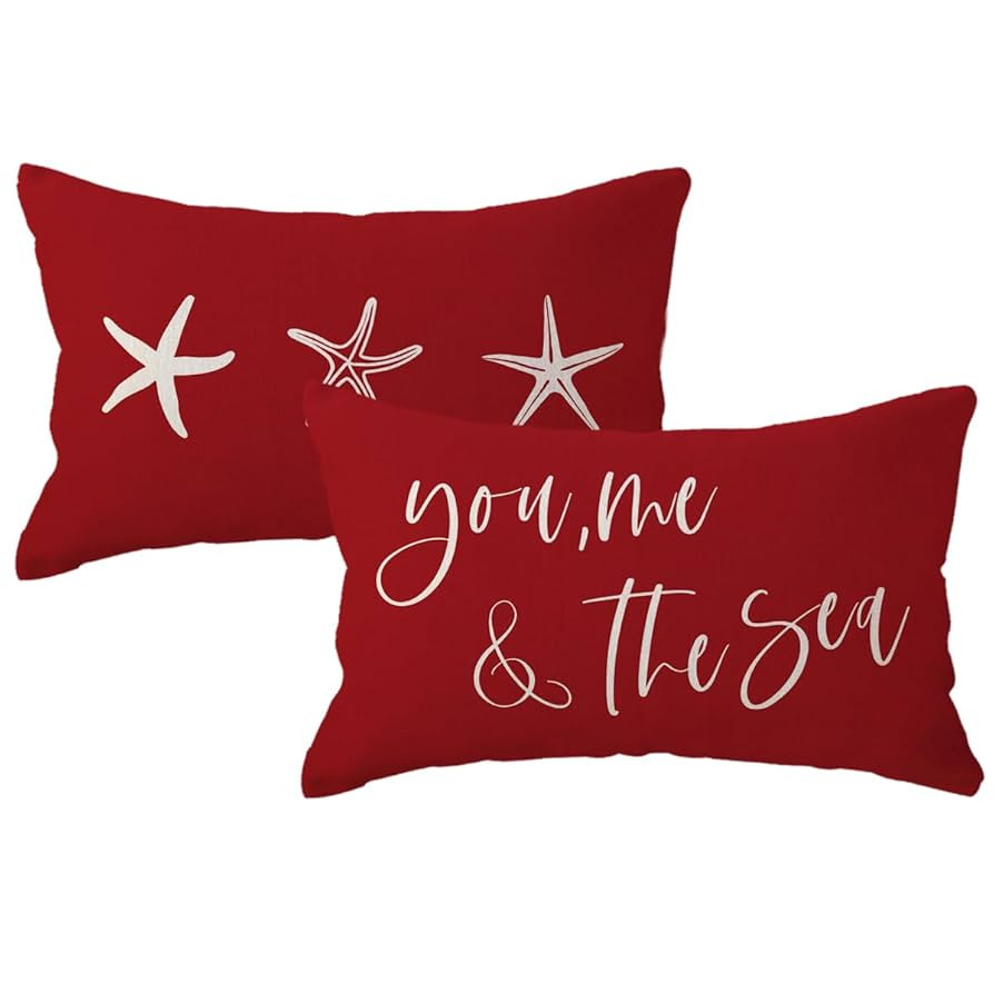 You Me&The Sea Throw Pillow Covers Double-sided Ocean Beach Starfish Cushion Covers 12x 20 Inch 2... | Amazon (US)