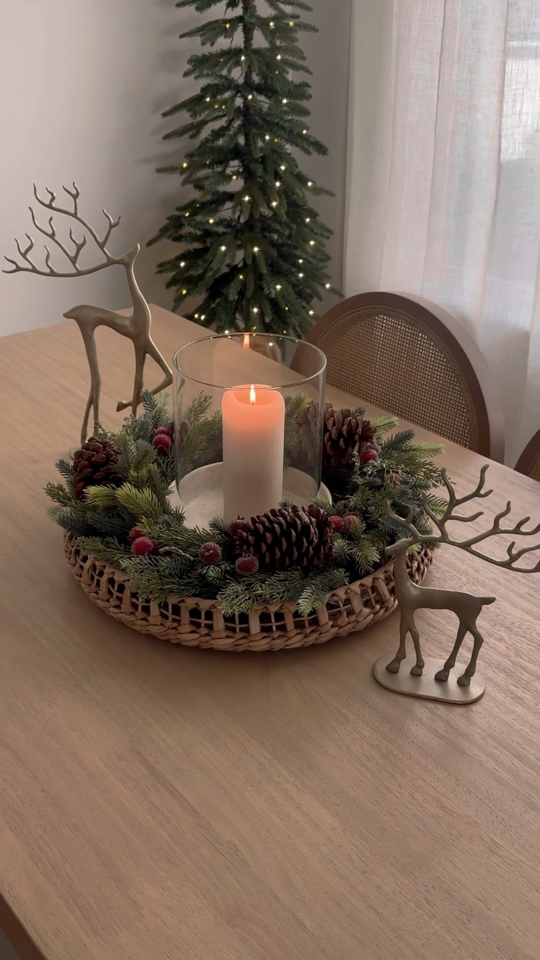 Simple Holiday dining table centerpiece 🎄✨

wanted to share this idea that you can easily recreate with items you might already have. All you need is a round tray, a wreath, a hurricane candle and holder & some berries. You could also add a pack of twinkle lights for extra magic 🪄 

Comment “centerpiece” for the link to shop! My round tray is old from Target but I linked some similar options for you. 

#LTKHoliday #LTKSeasonal #LTKHome