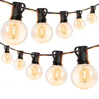 50-Light 50 ft. Outdoor Plug-in Globe Bulb LED Weatherproof String Light, 55-Bulbs Included | The Home Depot