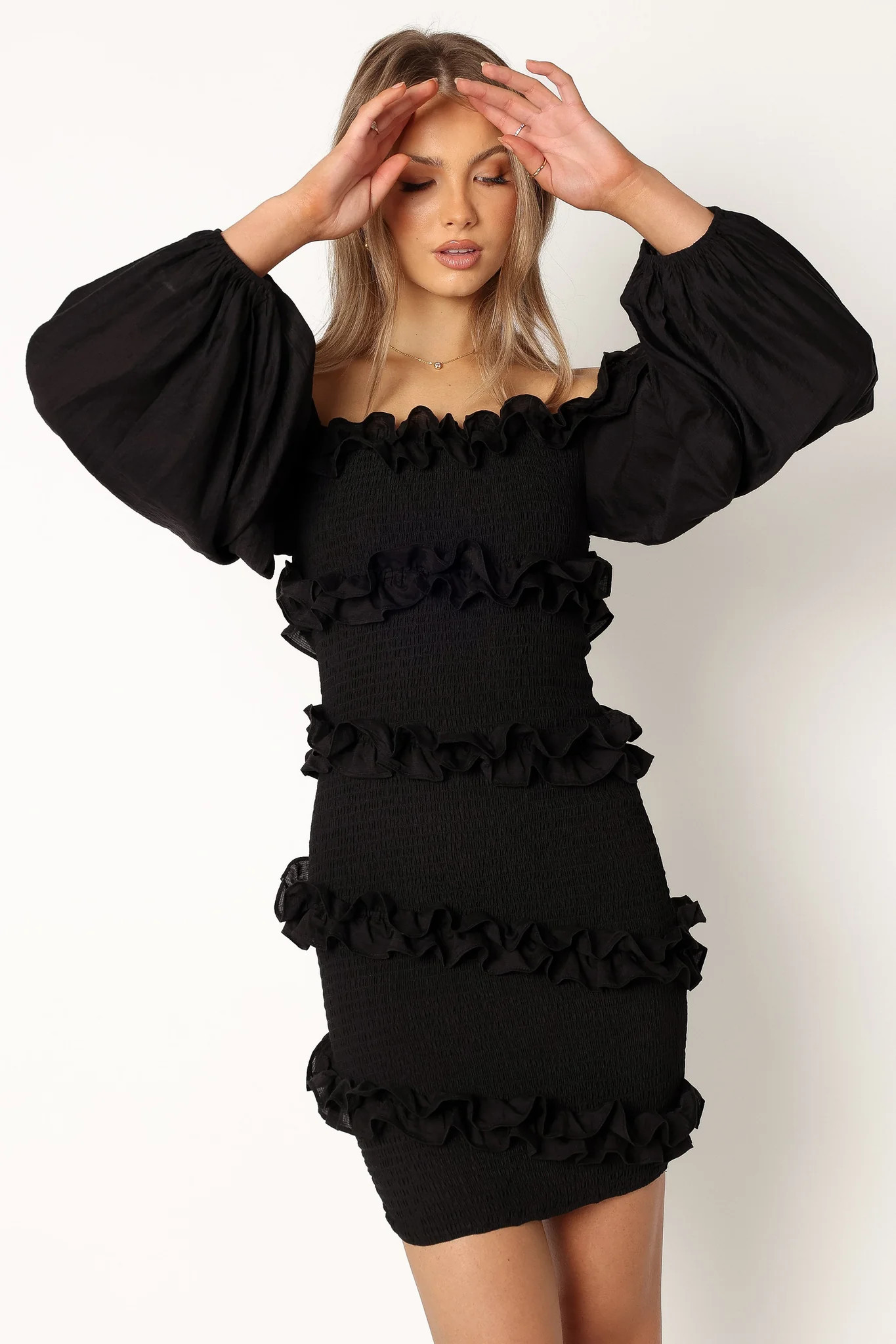 Reba Off Shoulder Mini Dress - Black | Petal & Pup (US)