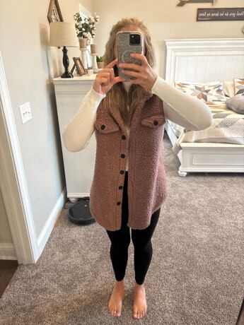 SHEIN EZwear Flap Detail Teddy Vest Coat Simple Fashionable Suitable For Winter | SHEIN
