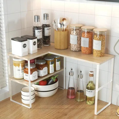 Countertop Organizer Corner Shelf, 2 Tier Adjustable Stackable Corner Shelves For Kitchen, Bathroom, Spice Rack, Coffee Bar, Over Sink, Dresser Table, | Wayfair North America