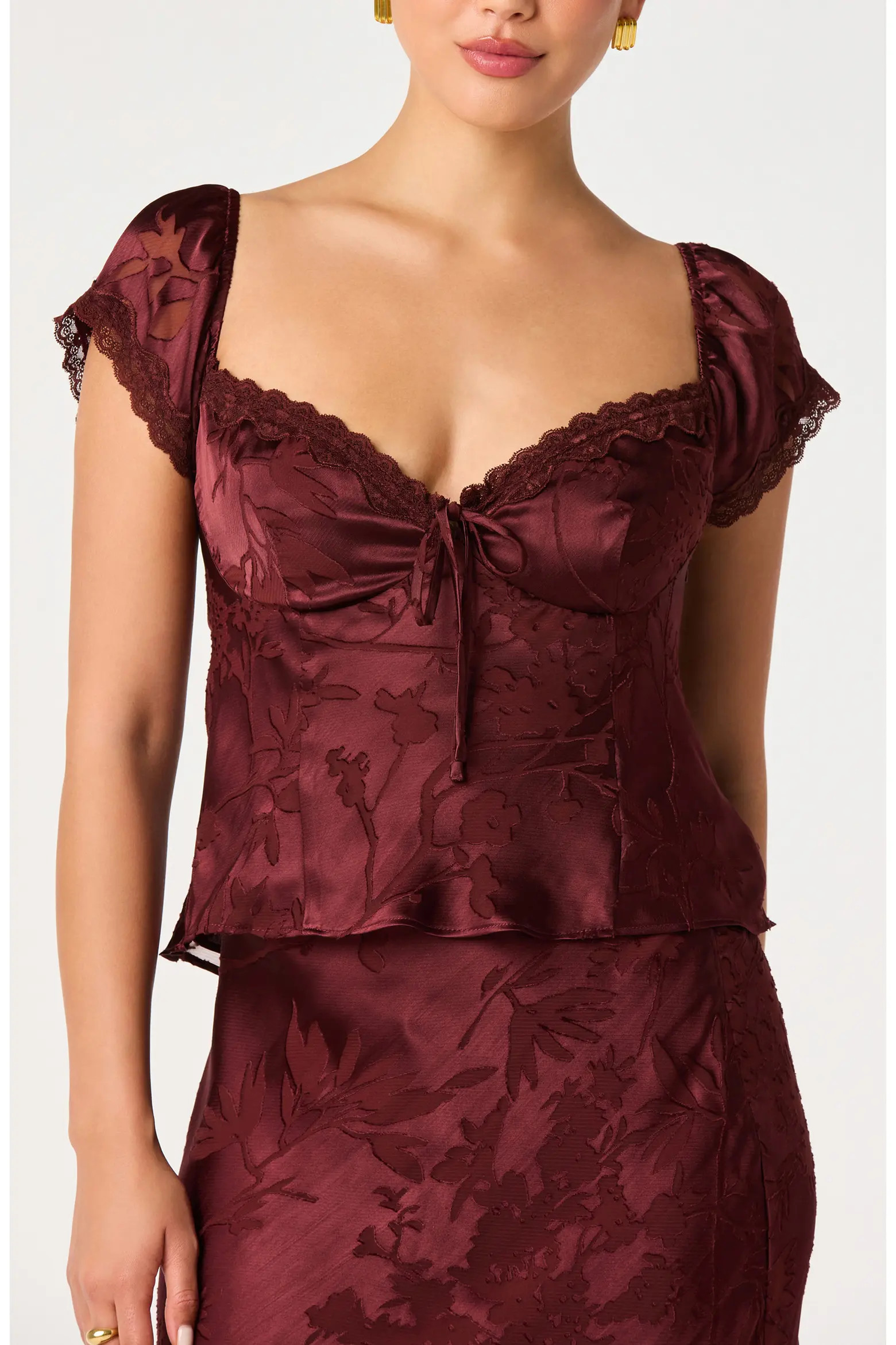 ASTR the Label Vanessa Lace Trim Jacquard Top (Women) | Nordstrom | Nordstrom