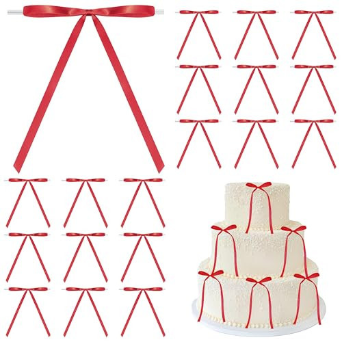 LIZLOVESS Pre-Tied Small Red Bows for Cake Decorations 5 x 7 Inch, Red Satin Ribbon Bows with Twist Tie for Wedding, Coquette Birthday Party, Balloon, Crafts, Christmas, 4th of July (50 Pack) | Amazon (US)