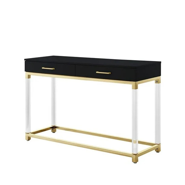 Inspired Home CE159-09BK-UE Posh Living Briar Console Table, Black & Gold - Walmart.com | Walmart (US)