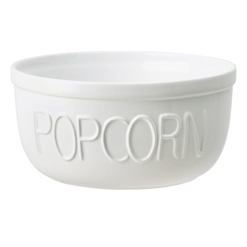White Stoneware Popcorn Bowl | At Home