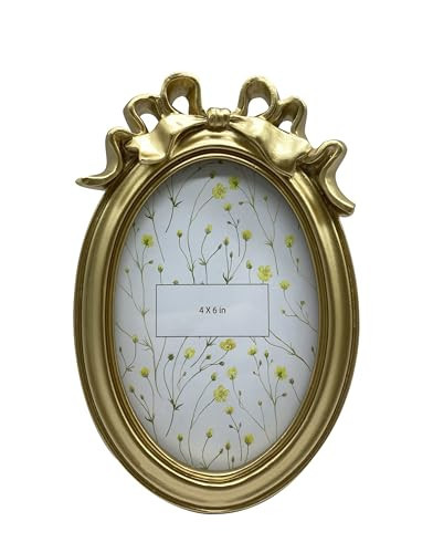 Vintage Gold Picture Frame 4x6, Gold Textured Hand-Crafted Resin with Glass Front Antique Photo Frame for Wall or Tabletop Display, Elegant Design for Home Decor (Smooth Frame) | Amazon (US)