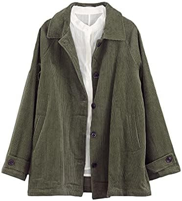 Minibee Women's Corduroy Jackets Long Sleeve Coats Button Down Outwear Tops with Pockets | Amazon (US)