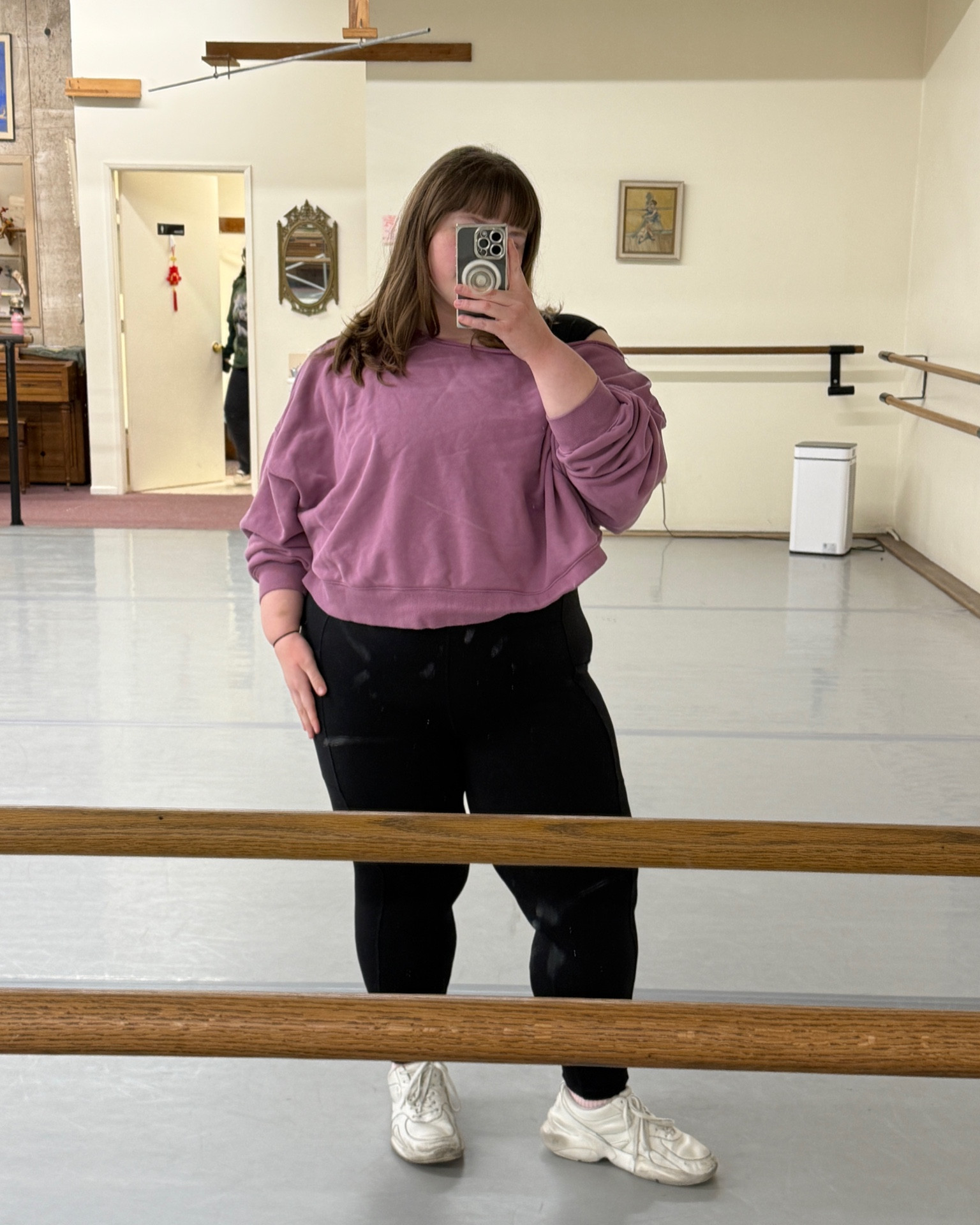 Rehearsal fit - soft jumpsuit and off the shoulder sweatshirt 

#LTKPlusSize #LTKActive