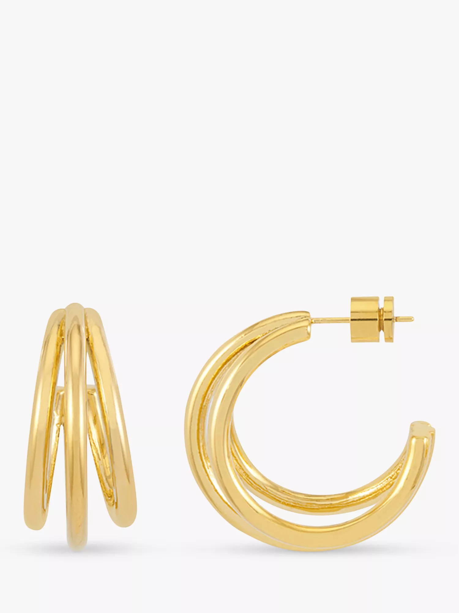 EDIT Waterproof Triple Hoop Stud Earrings, Gold | John Lewis (UK)