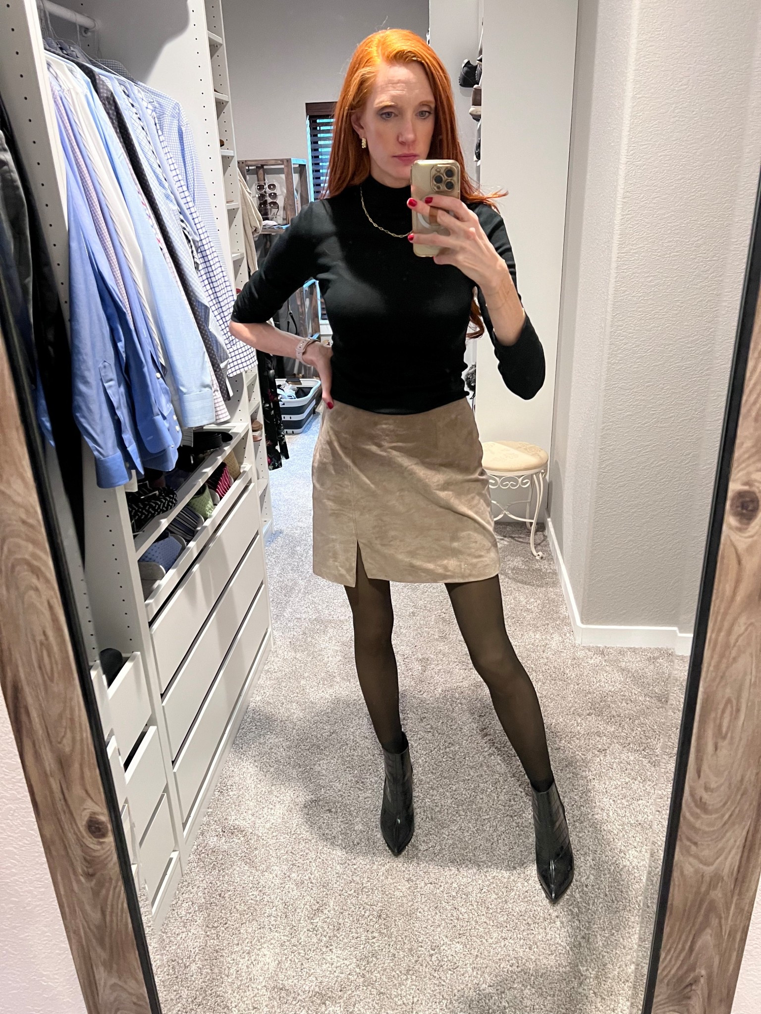 Trying on some old favorites in my closet—this suede mini + black bootie combo might be my new go-to. Linking it all!

#LTKTall #LTKmomlife #LTKFindsUnder100