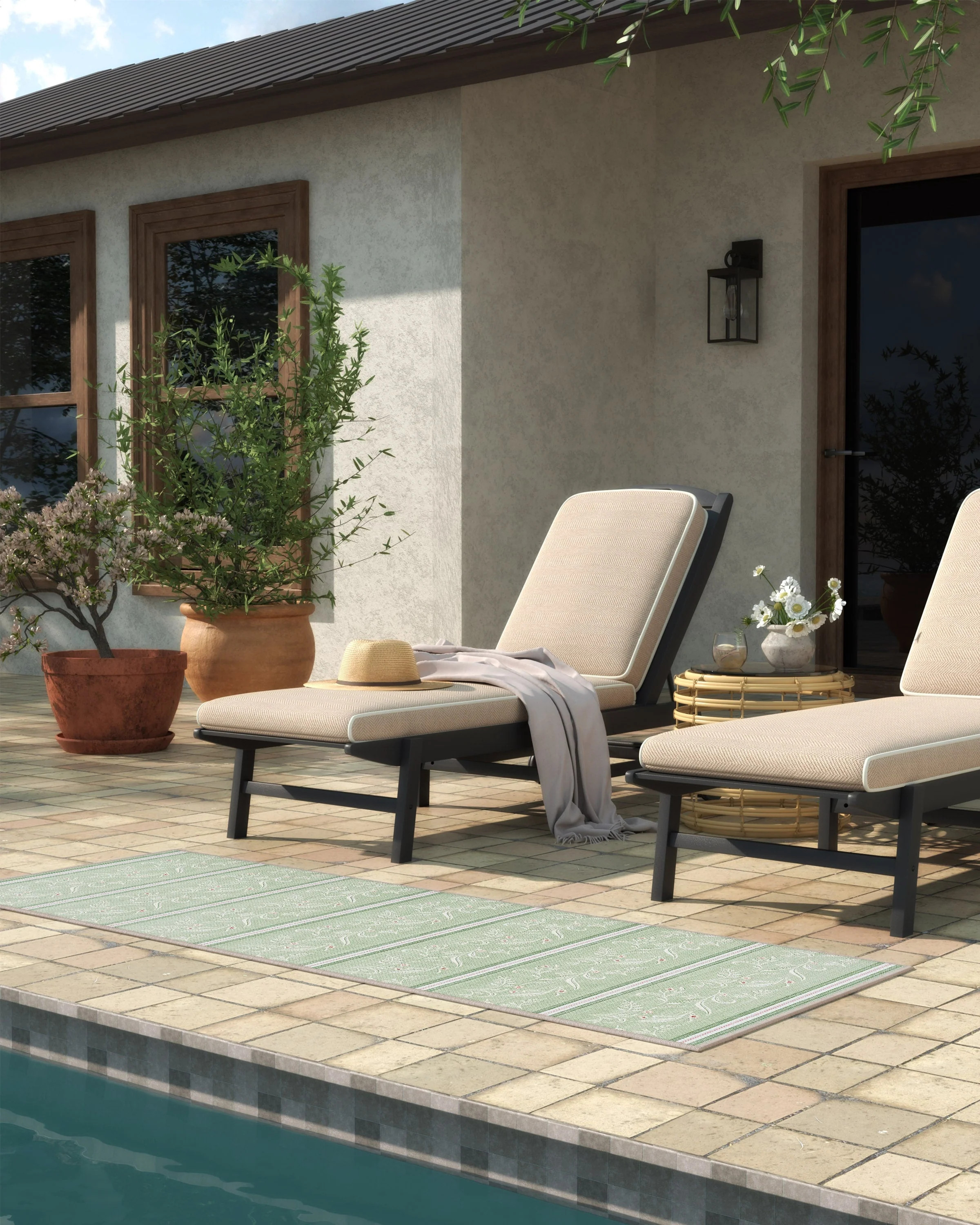 Outdoor Sambuco Stripe Celadon Rug | Ruggable US | Ruggable