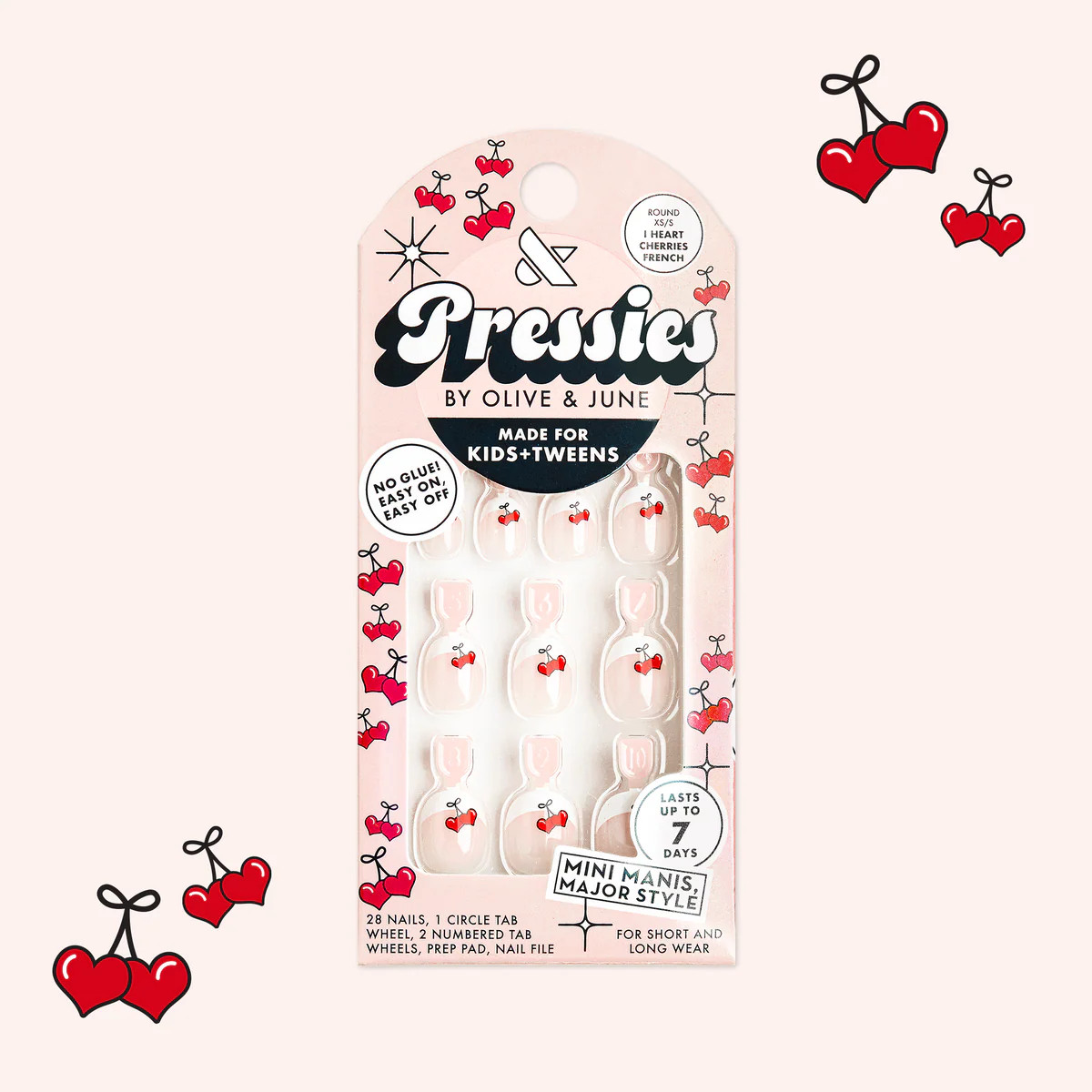 I HEART CHERRIES FRENCH - Pressies | Extra Short Short | Round | Olive & June