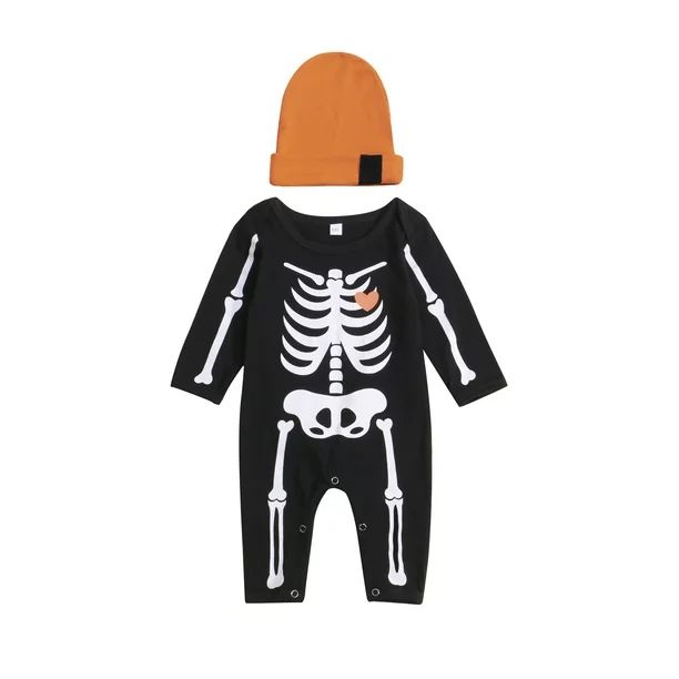 Halloween Infant Baby Boys Girls Romper Skeleton Print Long Sleeve Jumpsuit+ Hat Fall Clothes Cos... | Walmart (US)