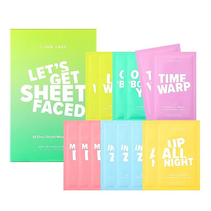 I DEW CARE Let’s Get Sheet Faced Face Sheet Mask Pack | 14 Days Intense Skin Makeover | Self Ca... | Amazon (US)