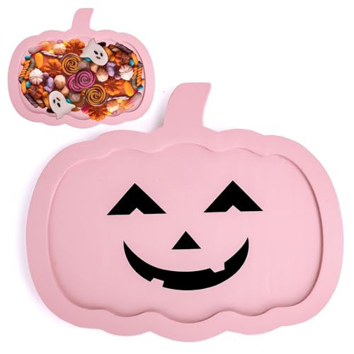 Whaline Halloween Pumpkin Charcuterie Board Pink Pumpkin Wooden Serving Tray Cute Wood Appetizer Board Serving Platter for Home Holiday Party Dinnerware Supplies | Amazon (US)