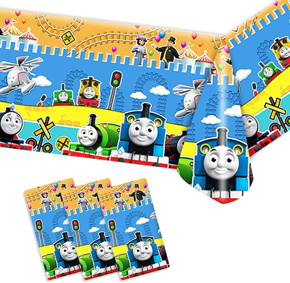 HESHS 3 Pcs Thomas Train Birthday Party Supplies Tablecloth，THO-mas Birthday Theme Tablecloth C... | Amazon (US)