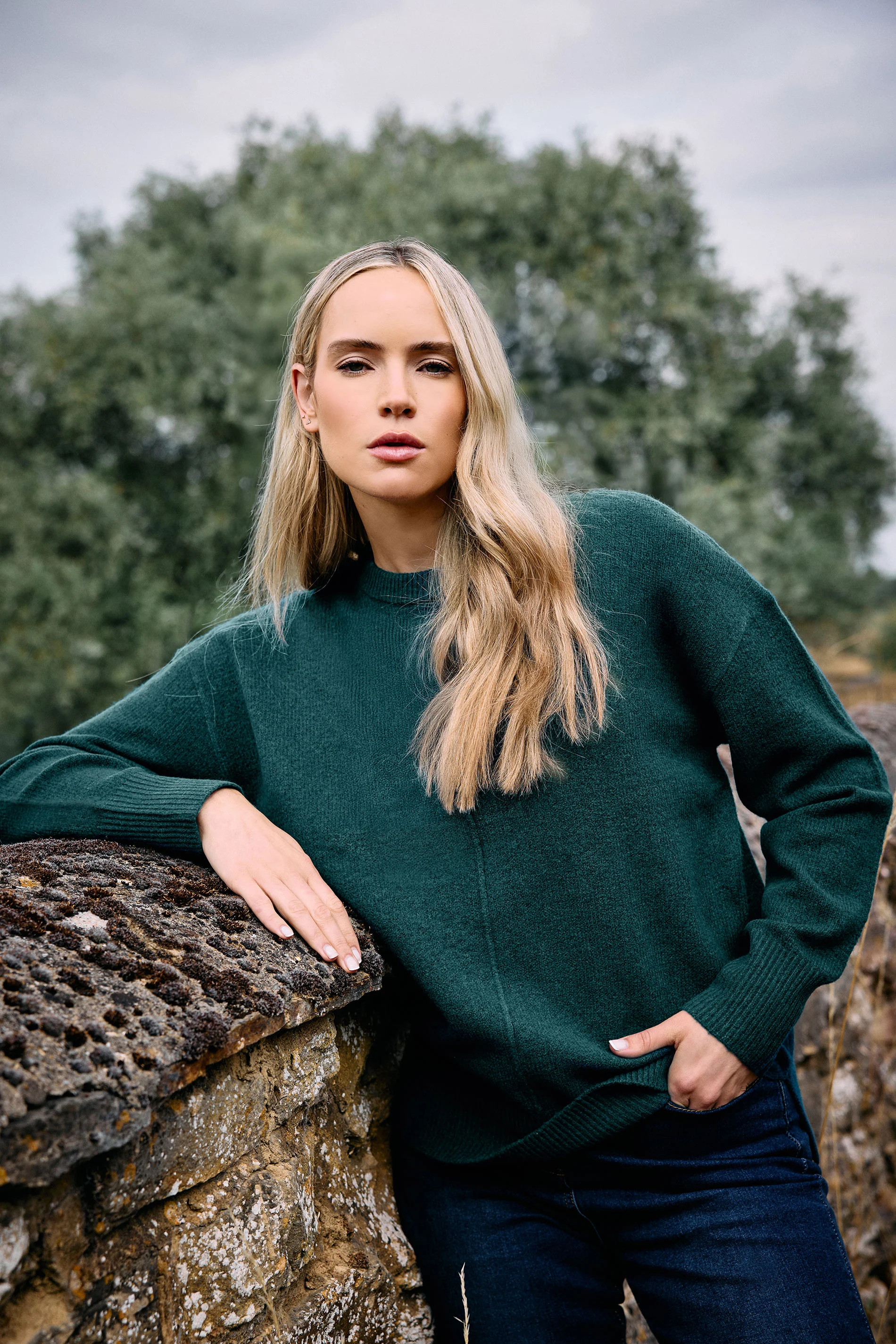 LTS Tall Dark Green Seam Front Jumper | Long Tall Sally