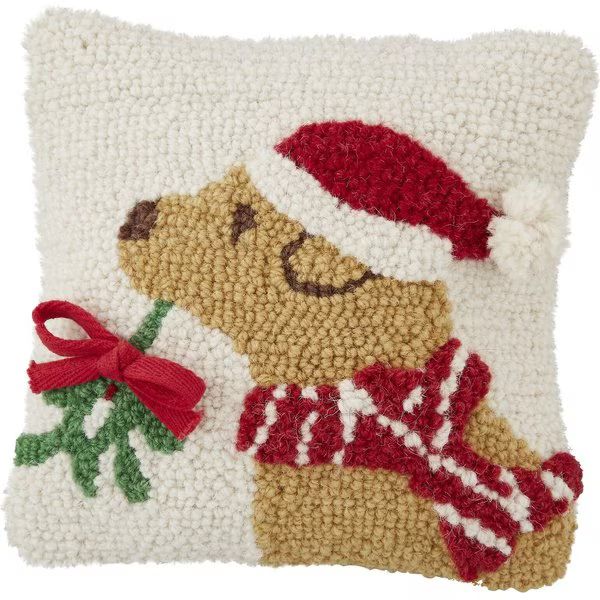 MUD PIE Hook Wool Christmas Dog Pillow, Tan - Chewy.com | Chewy.com