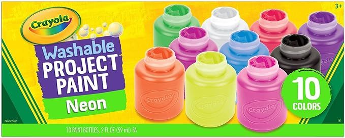 Crayola Washable Kids Paint Set, 2oz Bottles, 10 Count, Assorted Neon | Amazon (US)