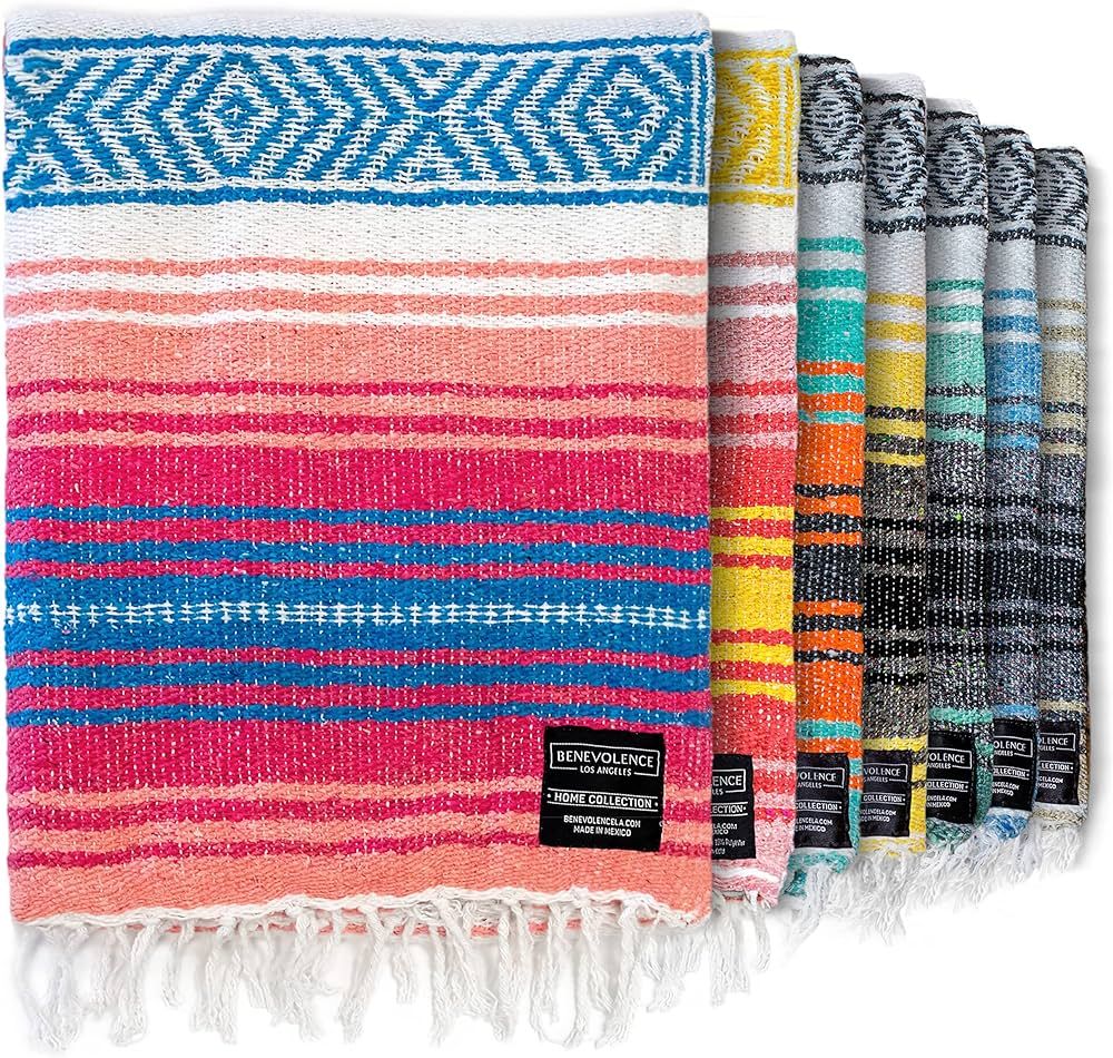 Benevolence LA Authentic Handwoven Mexican Blanket, Yoga Blanket - Perfect Outdoor Picnic Blanket... | Amazon (US)