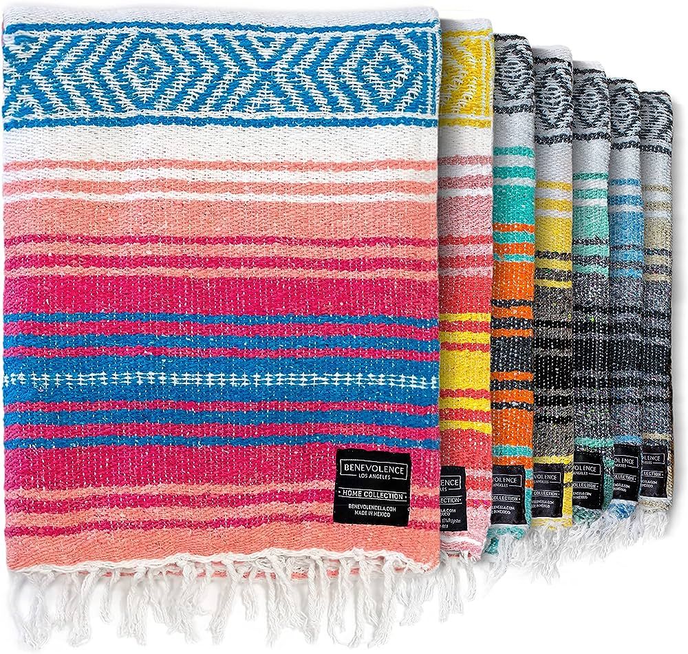 Benevolence LA Authentic Handwoven Mexican Blanket, Yoga Blanket - Perfect Outdoor Picnic Blanket... | Amazon (US)