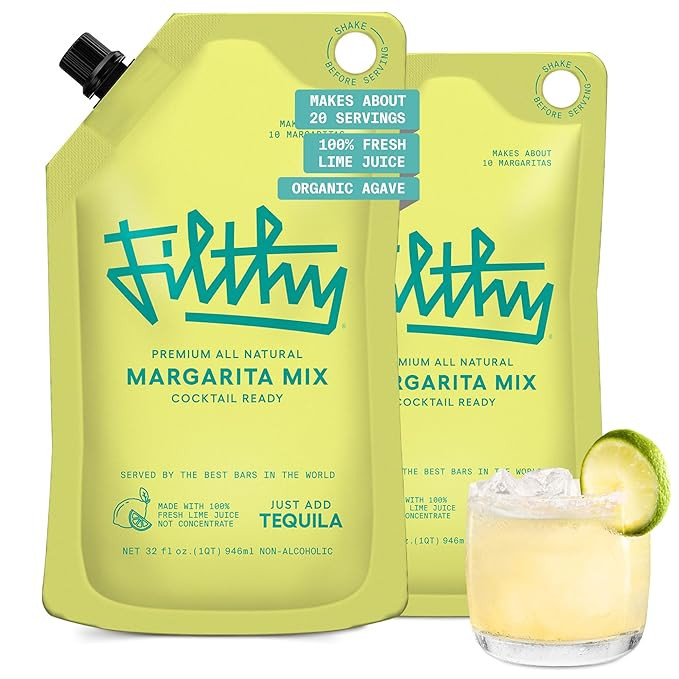 Filthy Margarita Mix, Premium Cocktail Mixer, All-Natural, Non-GMO, Vegan & Gluten-Free, Made wit... | Amazon (US)