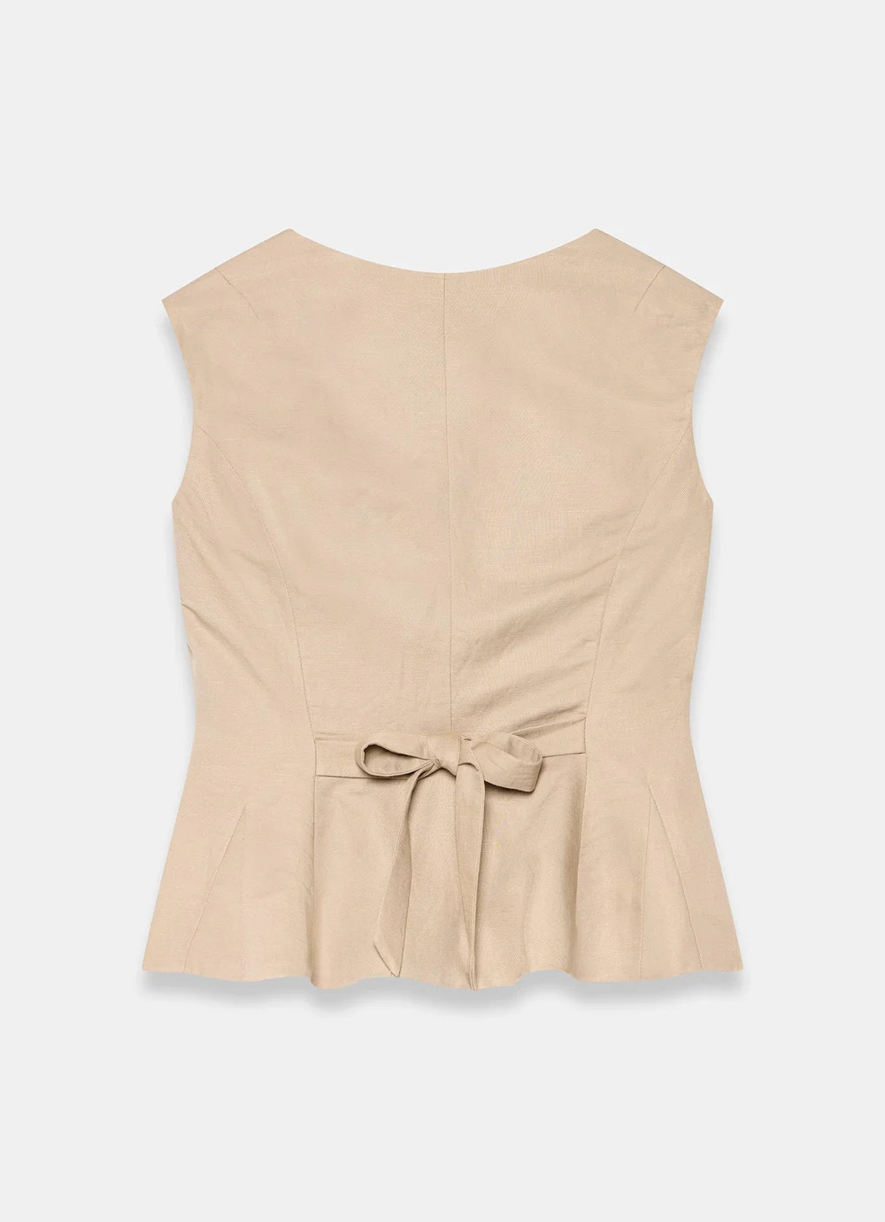 Neutral Linen Blend Peplum Waistcoat | Mint Velvet