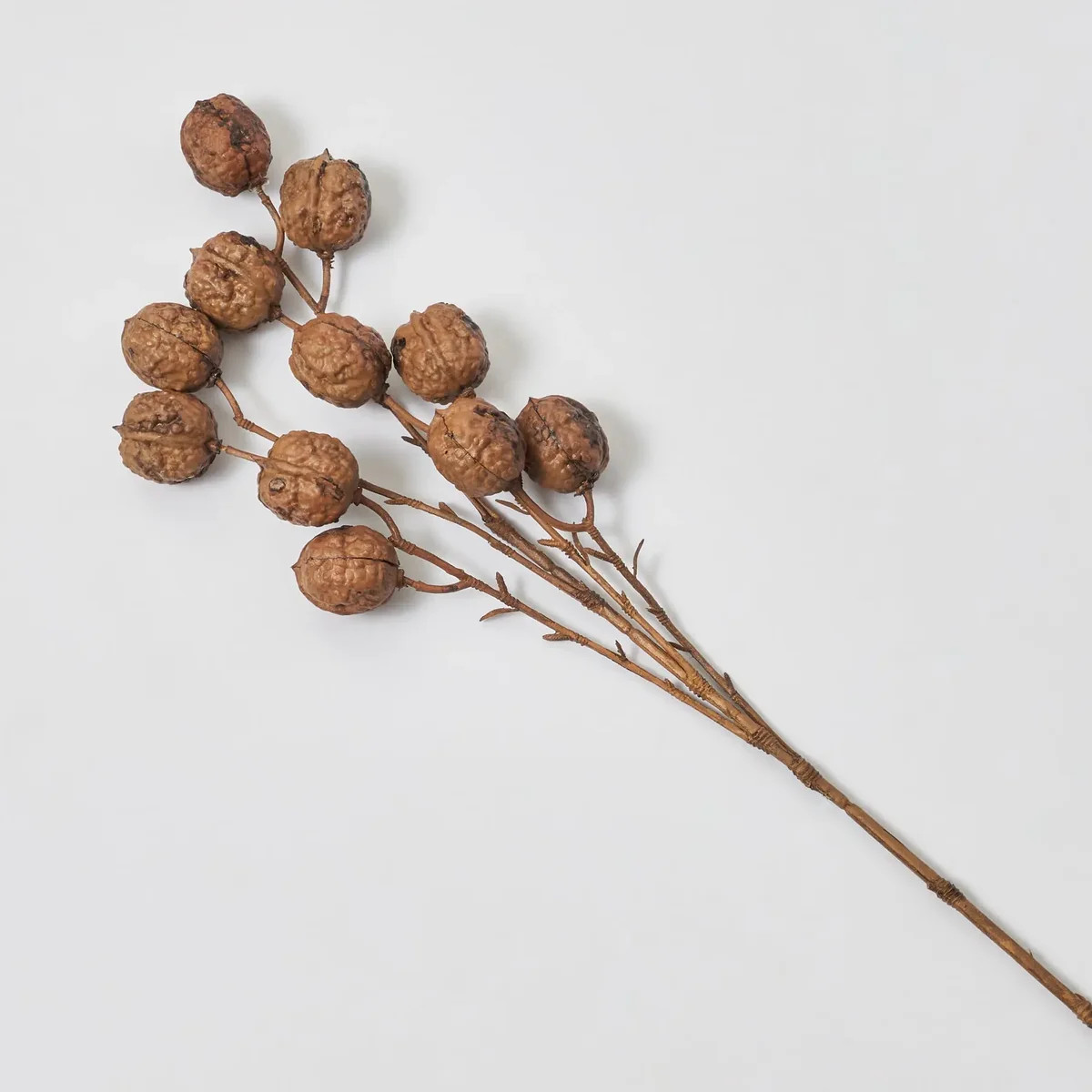 Brown Faux Chestnut Pod Twig Branch Single Stem Spray- 25" | Darby Creek Trading