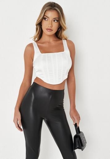 Missguided - White Satin Corset Top | Missguided (US & CA)