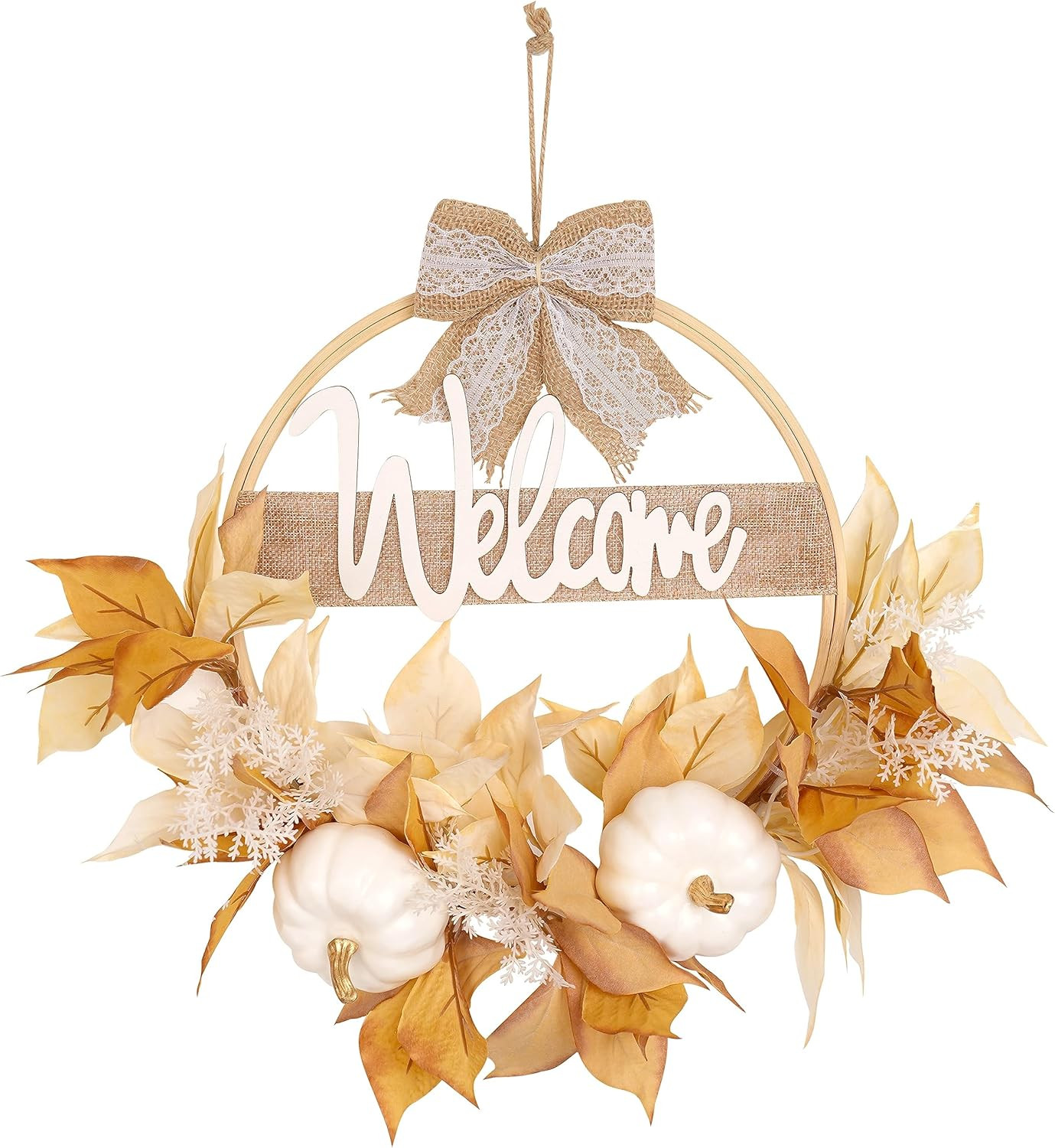 Fall Wreath, Fall Door Wreath, Fall Wreath with Welcome Sign, Fall Decor, Farmhouse Wreath with P... | Amazon (US)