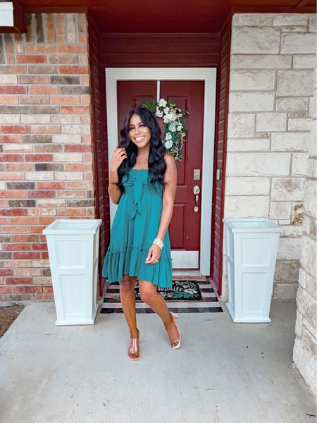 Dress: I am 5’4” wearing a small, comfortable material and this color has more of a green/blue shade. •Heel: I went with my normal size.

#LTKstyletip #LTKwedding #LTKunder50