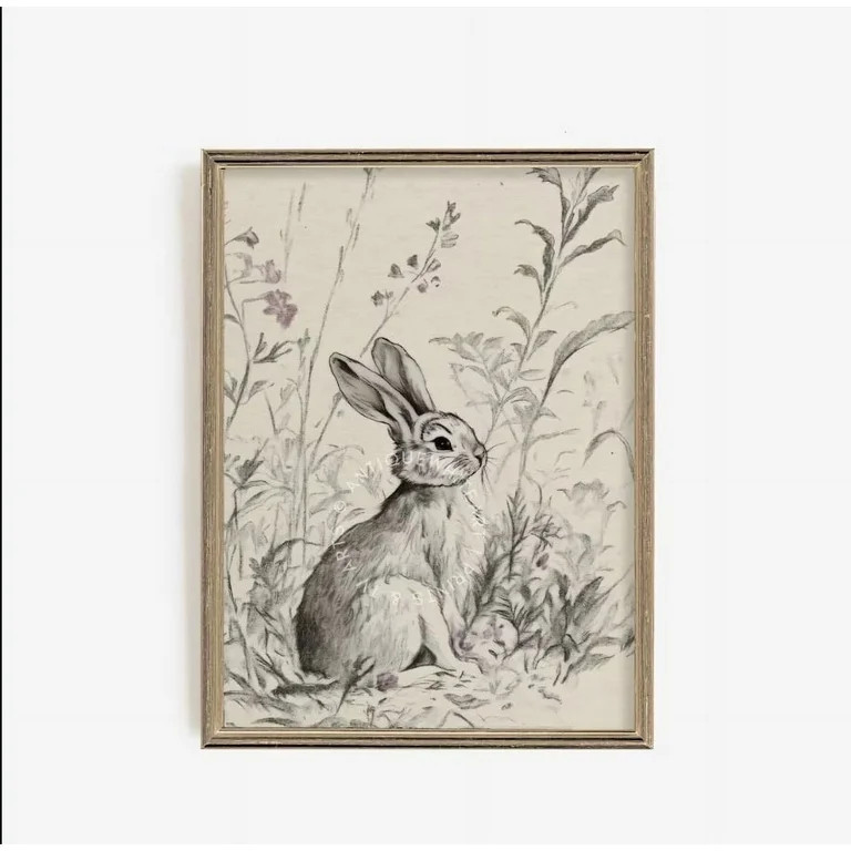 Easter Bunny Sketch Wall Art Print Abstract Rabbit Sketch Flower Rabbit Poster Canvas Painting fo... | Walmart (US)