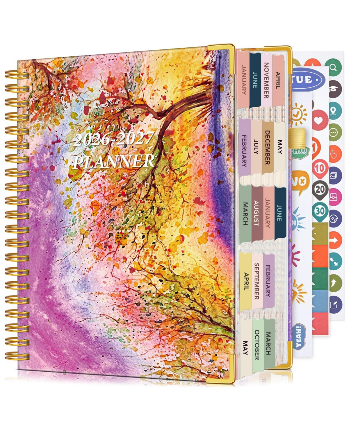 Gnuadz Planner 18 Month Weekly Monthly Daily Spiral Hardcover Agenda Organizer Tabs Calendar Tree 2026-2027 - multi color | Macy's