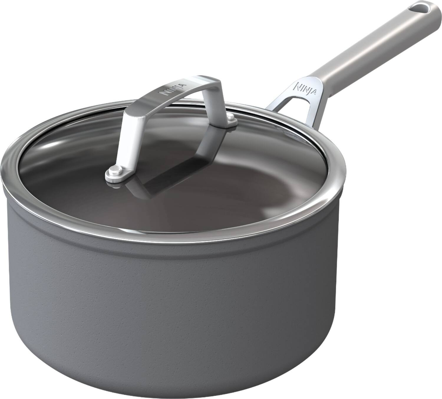 Ninja Foodi NeverStick Premium Hard-Anodized 3 1/2-Quart Saucepan with Glass Lid Gray C30235 - Be... | Best Buy U.S.
