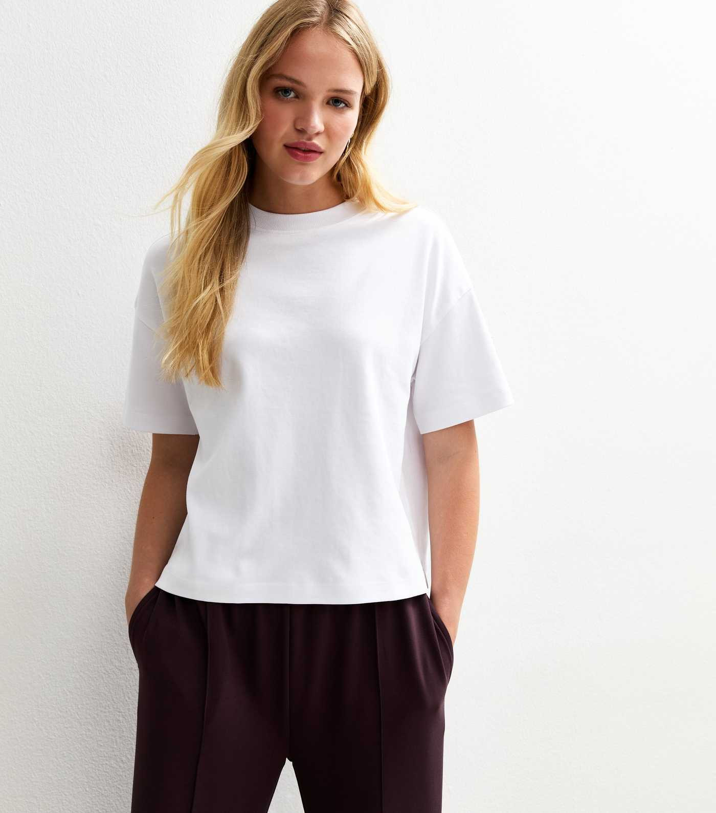 White Premium Heavyweight Cotton Boxy Fit T-Shirt | New Look | New Look (UK)
