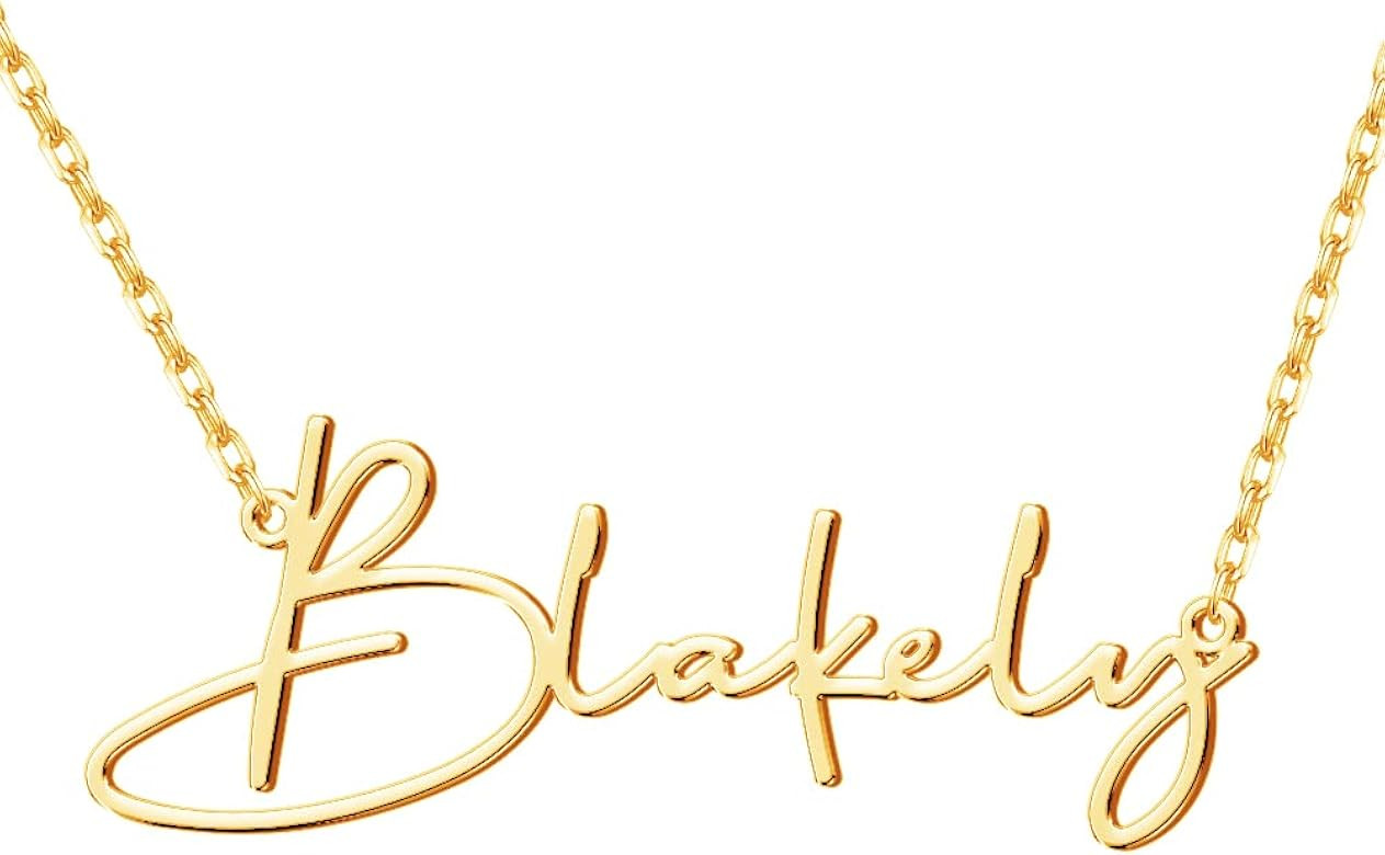 Yofair Custom Name Necklace Personalized 18K Gold Plated Nameplate Pendant Gift for Women | Amazon (US)
