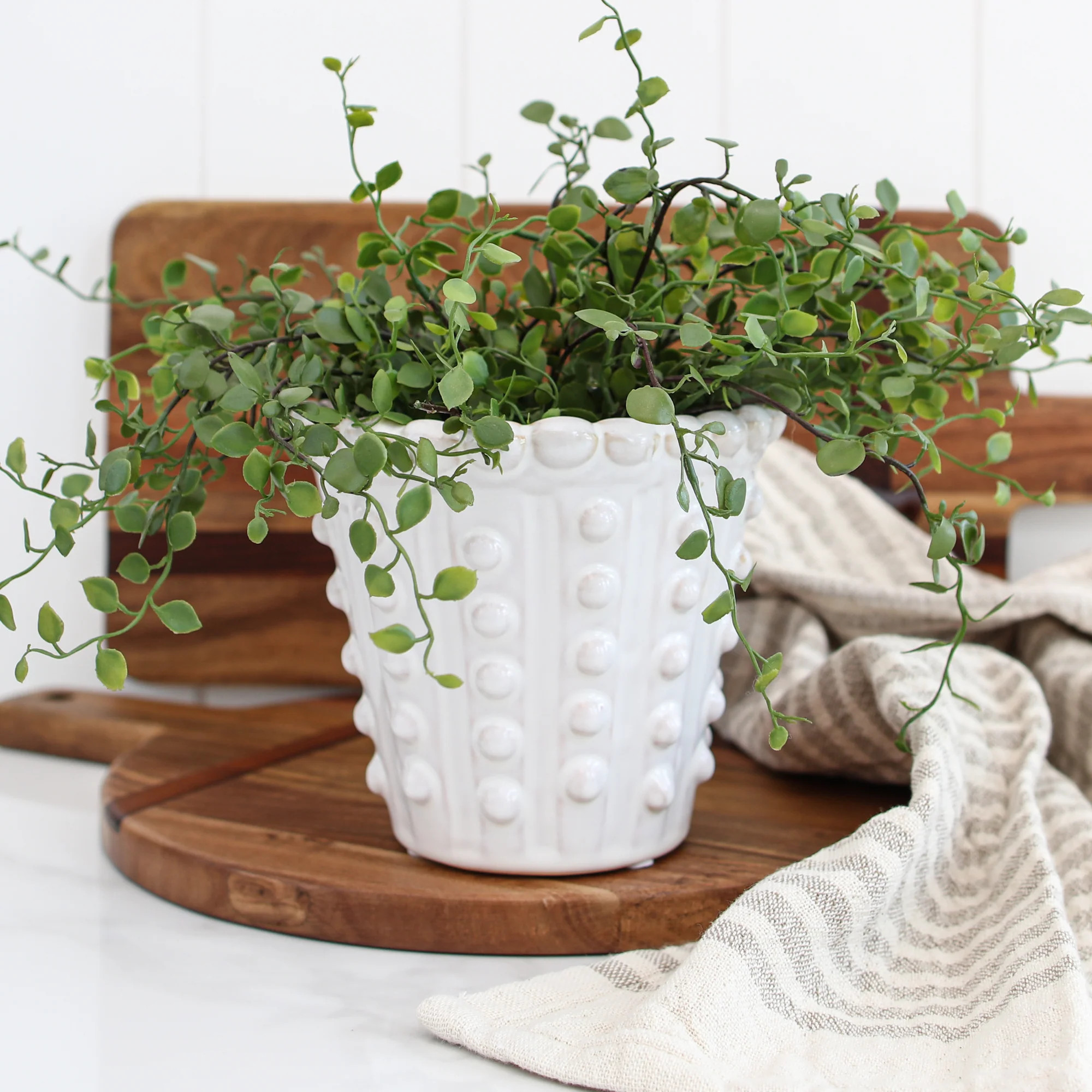 White Ceramic Dot Planter | Interior Delights