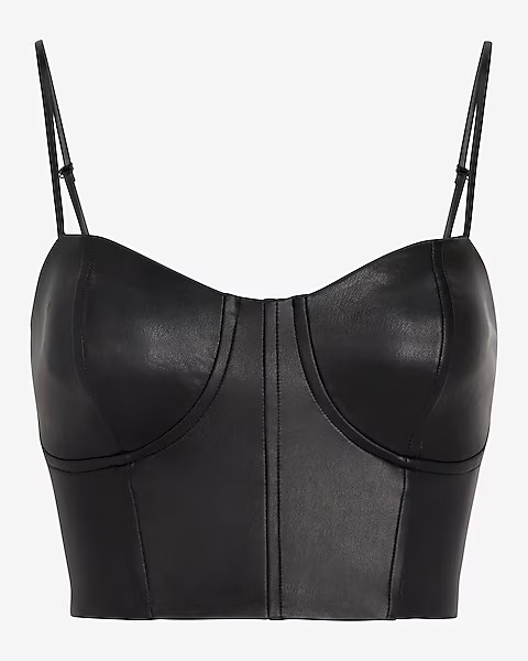 Body Contour Faux Leather Corset Cropped Top | Express