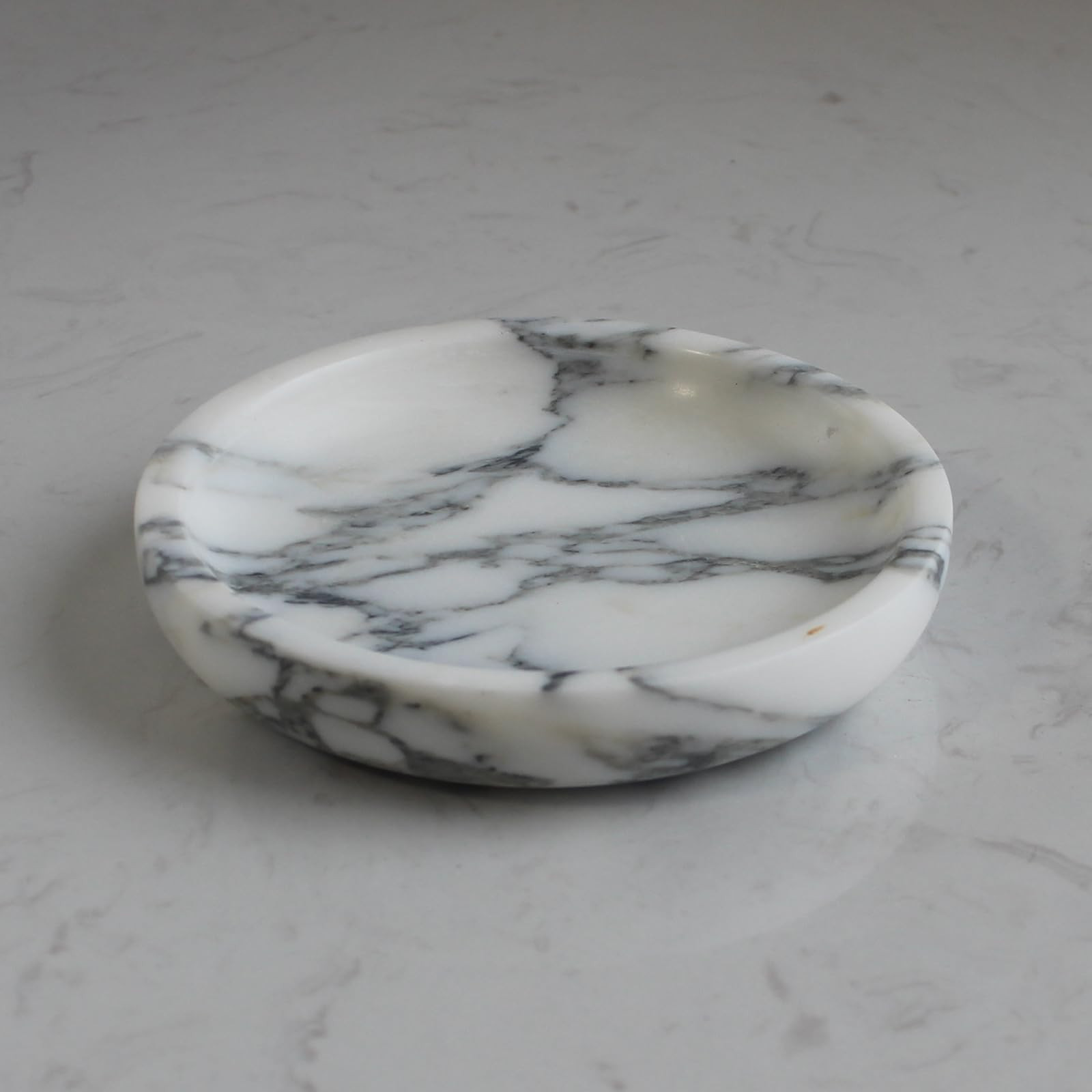 Natural Travertine Marble Jewelry Dish 5.5",Trinket Dish for Ring Earring, Gift for Woman Daugther(Arabescato Calacatta) | Amazon (US)