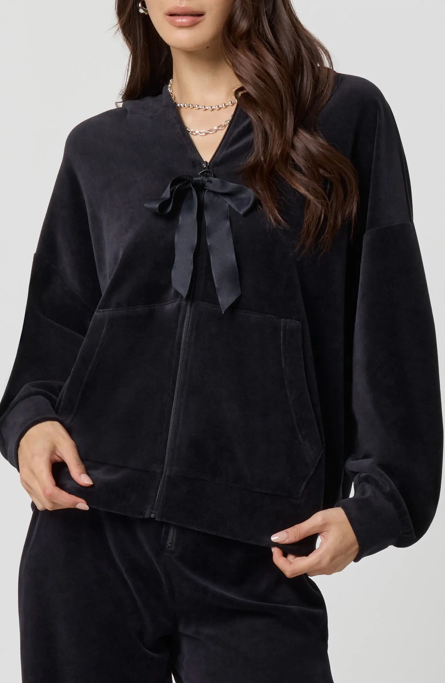 Velour Bow Hoodie | Nordstrom