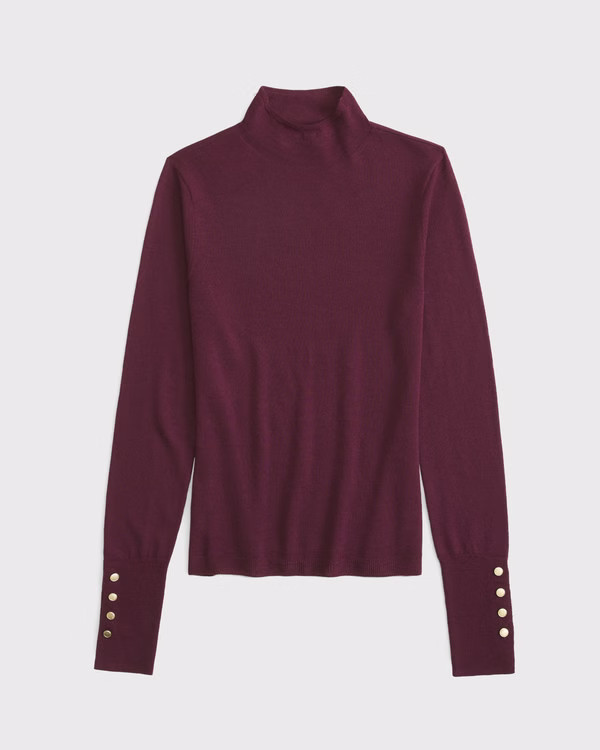 Merino Wool Button Sleeve Mockneck Top | Abercrombie & Fitch (US)