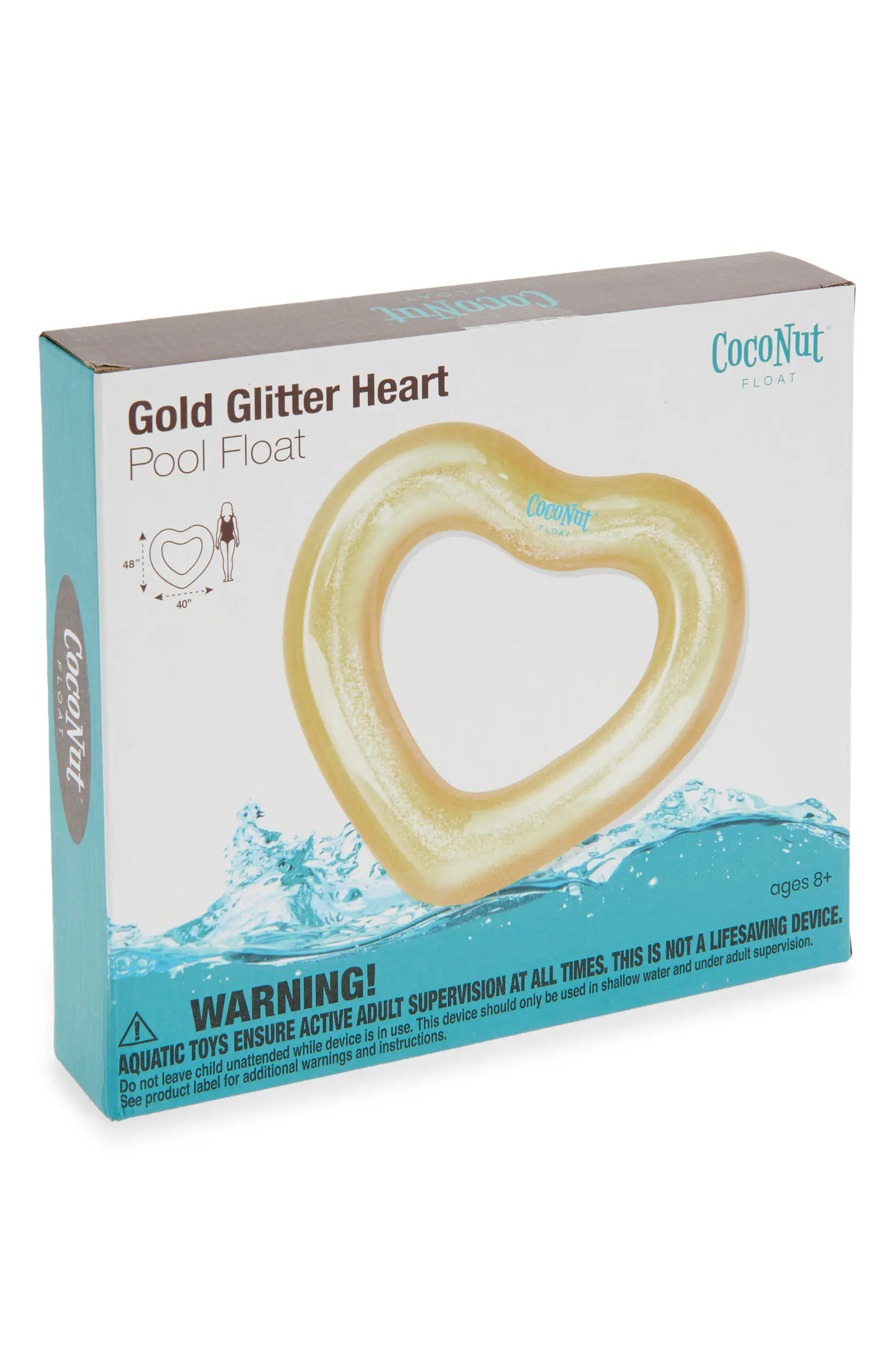 Gold Glitter Heart Pool Float | Nordstrom