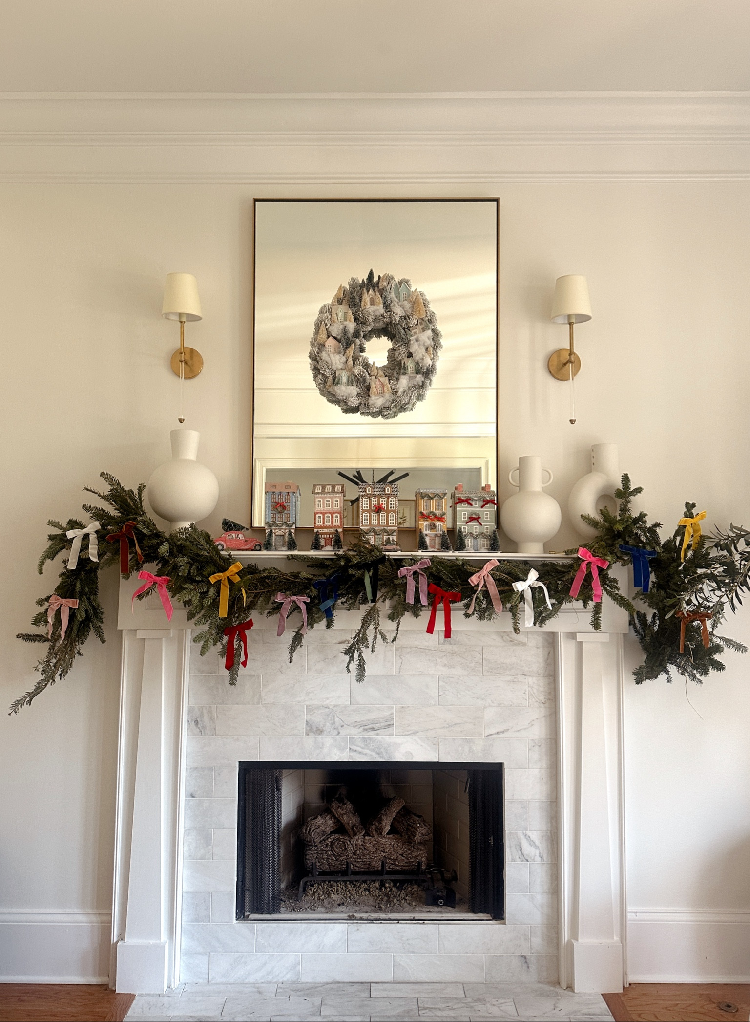pro holiday decor tip: use toddler bow clips on your garland to save time tying bows 🎀 

#LTKHoliday #LTKSeasonal