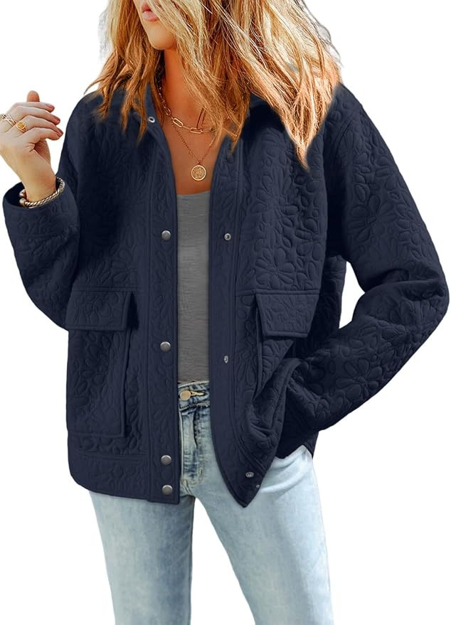 Dokotoo Casual Jackets for Women Warm Winter Long Sleeve Jacquard Coats | Fashion Fall Clothes, T... | Amazon (US)