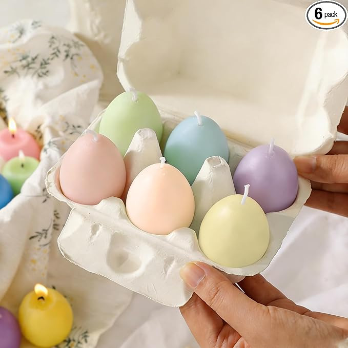 6 Pcs Easter Eggs Candles Colorful, 2.0'' x 2.7'' Flower & Fruit Scented Candles, Cute Egg Shaped... | Amazon (US)