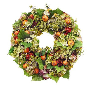 Faux Hydrangea and Quince Wreath | Pottery Barn (US)
