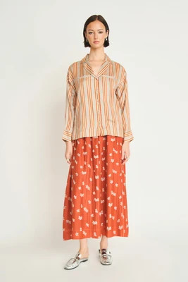 Seoul Silk Shirt in Driftstone Stripe (Starts Shipping September 8) | MIRTH