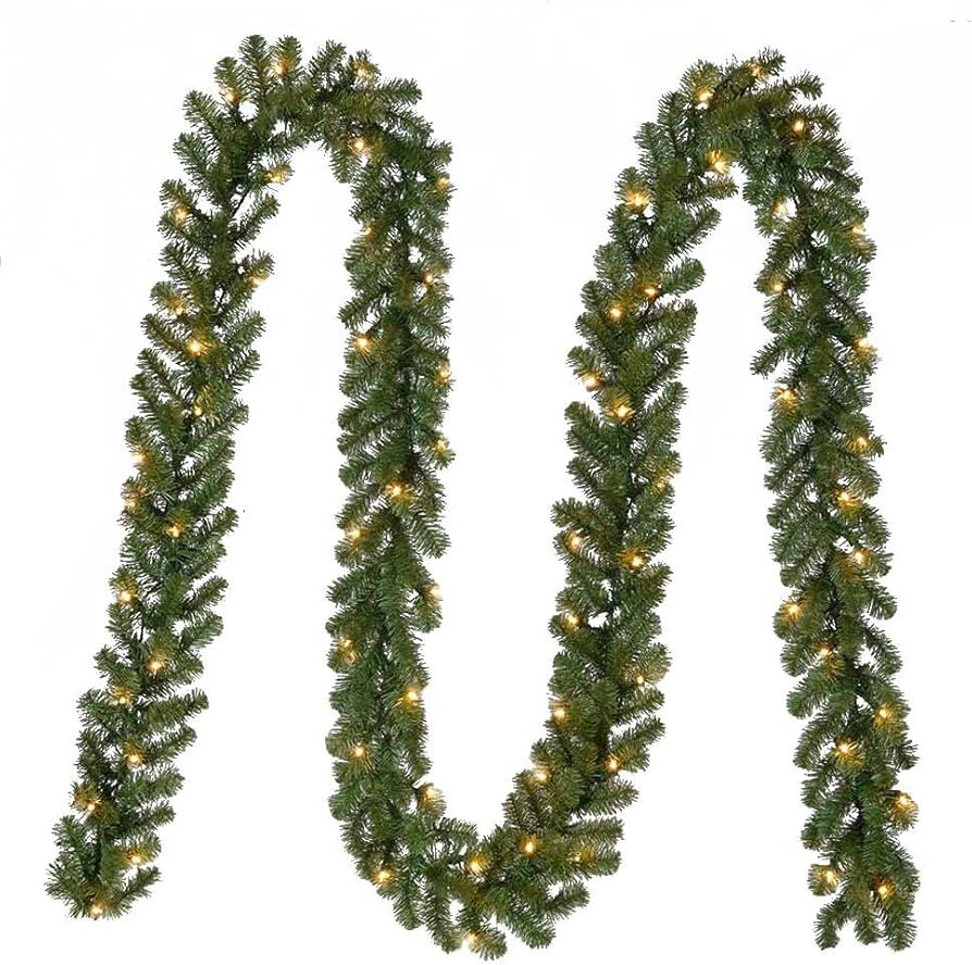 Home Accents Holiday 18 ft. Pre-Lit Kingston Indoor/Outdoor Garland Decoration with 70 Sparkling ... | Amazon (US)